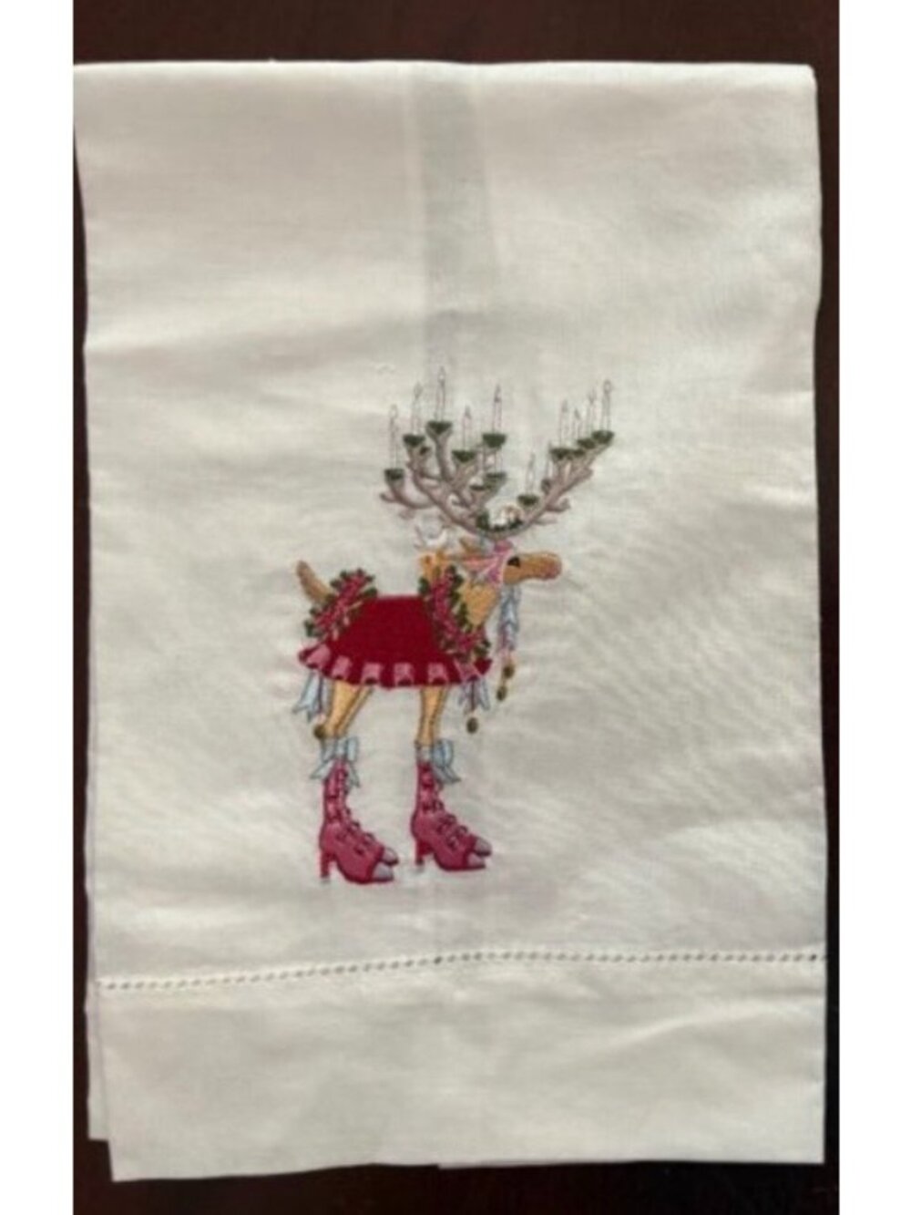 Patience Brewster MacKenzie-Childs Dash Away Donna Reindeer Tea Towel Christmas - Picture 3 of 6